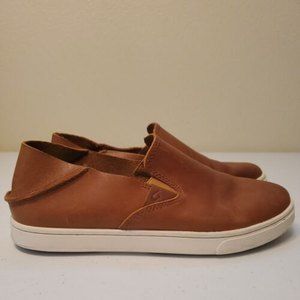 Olukai Womens Pehuea Slip On Sneakers Shoes Brown 20329-FXFX LowTop Leather W6.5